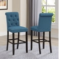 thumbnail image 3 of Leviton Antique Black Finished Wood 5-Piece Pub Set, Table with 4 Upholstered Barstools, Blue, 3 of 8