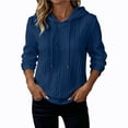 thumbnail image 6 of Tqcoqu Women's Cable Knit Textured Pullover Hoodie,Drawstring Hood Long Sleeve Loose Casual Sweatshirt Tops For Fall Winter,Navy Women's S-XXL, 6 of 7