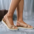 thumbnail image 3 of Modisza Low Wedge Sandals for Women Slingback Comfortable Walking Slip on Summer Shoes with Arch Support Outdoor Casual Sandal size 6 Beige, 3 of 7