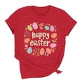 thumbnail image 7 of Maqroz Happy Easter Shirt for Women Cute Easter Eggs Graphic Tees Round Neck Short Sleeve T-shirt Casual Loose Tops, 7 of 7
