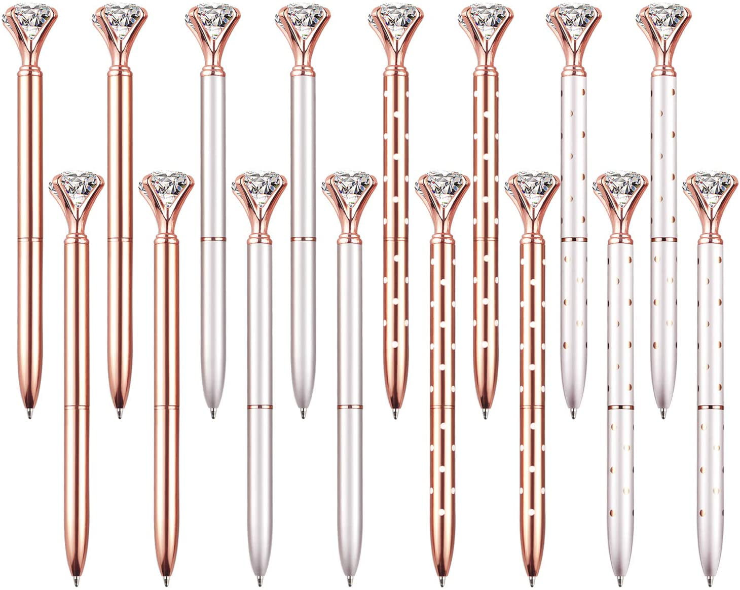 4x Rose Gold Ballpoint Pens  Big Diamond Pen Rhinestones Crystal Metal pen Gift 