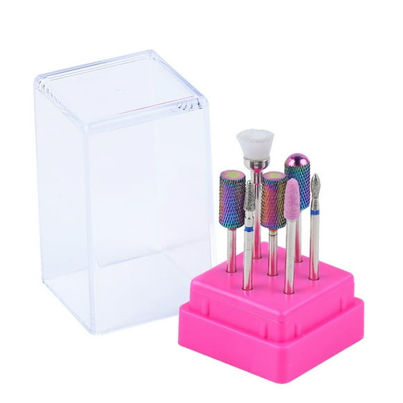 Seitruly Nuevo portátil 7 unids/set de brocas de cerámica para uñas, caja acrílica, cortador de fresado, máquina eléctrica de manicura, accesorio, Juegos de manicura (DH05) Seitruly MJ12957-05