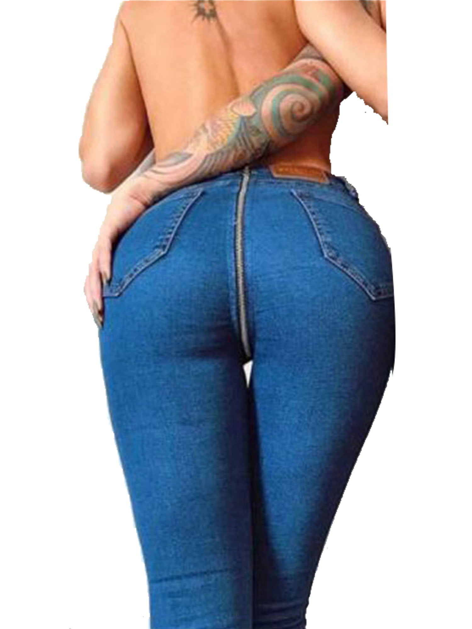 girl back zipper jeans