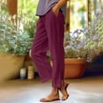 thumbnail image 5 of BILIKEYU Women's Fashion Solid Color Cotton Linen Casual Pants, Straight Leg Jeans for Women, Wide Leg Pants Woman, Stretchy Work Pants for Women, 5 of 5