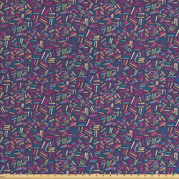 Colorful Sofa Upholstery Fabric by the Yard, Doodle Style Scratches Pattern with Hand-drawn Chaotic Lines Abstract Composition, Decorative Fabric for DIY and Home Accents, Multicolor by Ambesonne