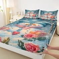 thumbnail image 3 of Homewish Cute Snowman Twin Sheet Sets 3pcs for Female Men Adults,Xmas Christmas Festival Twin Fitted Sheet Microfiber,Floral Rose Love Heart Breathable Flat Sheet,Microfiber Bedroom Decor, 3 of 7