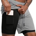 thumbnail image 1 of Men's Sportswear 2 In 1 Lightweight Cotton Training Shorts, Male Clothes For Gym Workout Yoga, 1 of 5