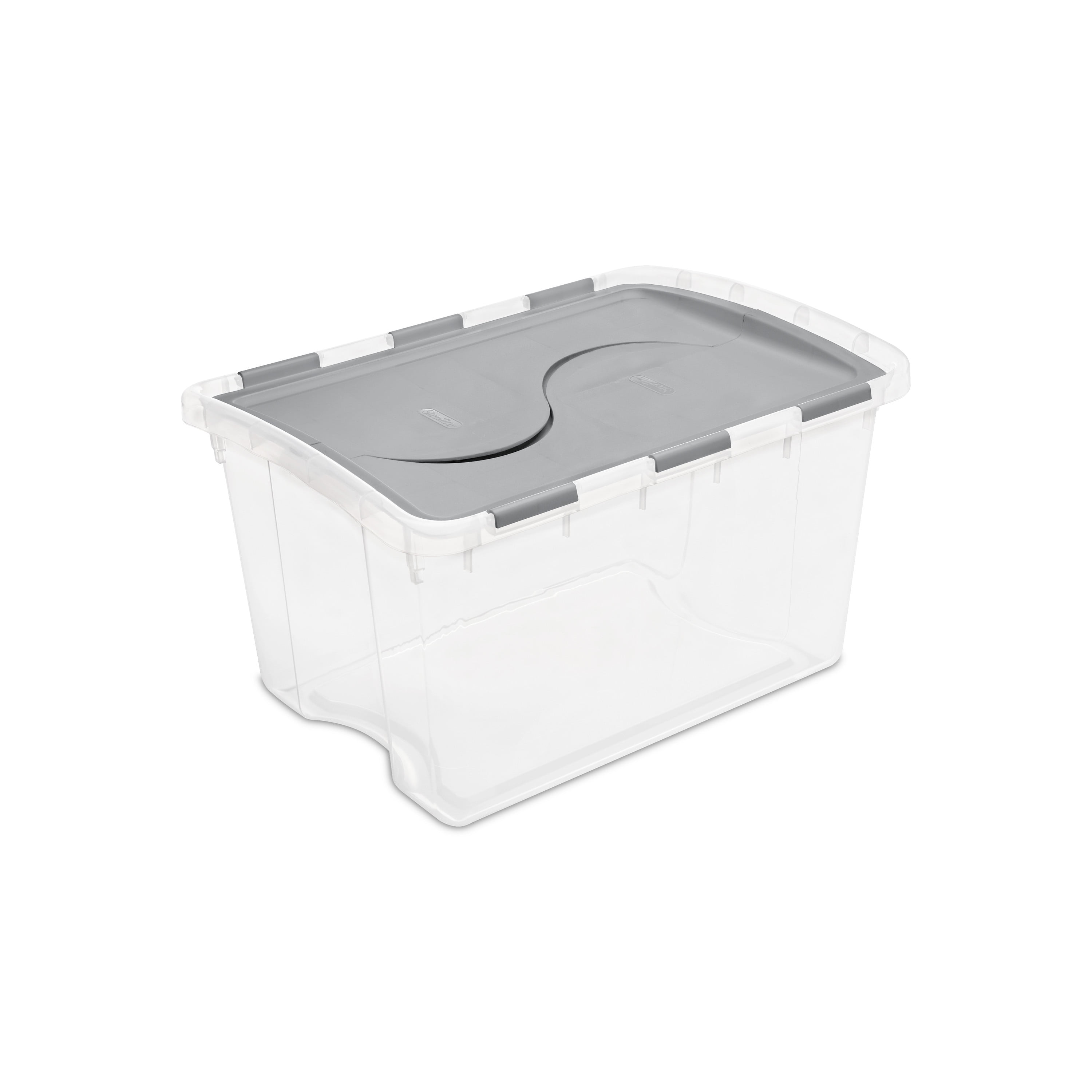 Sterilite 48 Qt. Hinged Lid Storage Box Plastic, Titanium