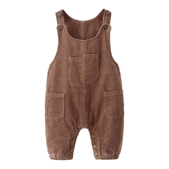 lnmuld Boys Pants Winter Girls Corduroy Padded Overalls Baby Toddler Jumpsuit with Snap Buttons Soft Warm Playwear for and Kids Solid Color Size:18-24 Months