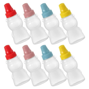 NICEXMAS Mini Bear Bottle Squeeze Juice Bottles with Lids Assorted Color 8Pcs