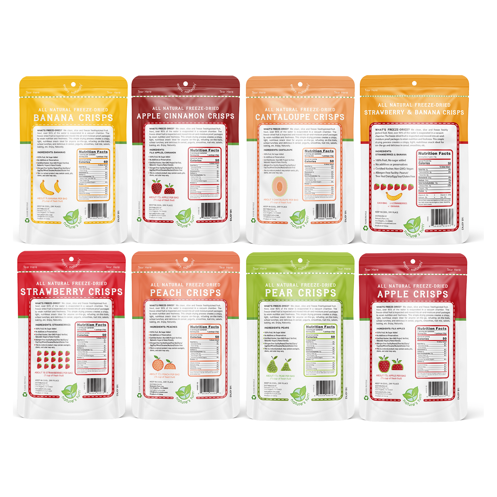 Nature’s Turn Freeze-Dried Fruit Crisps Mega Variety Pack, No Added Sugar, Healthy Natural Fruit Crisp Snack for School Lunch, 16 Pack (0.53 oz Each)