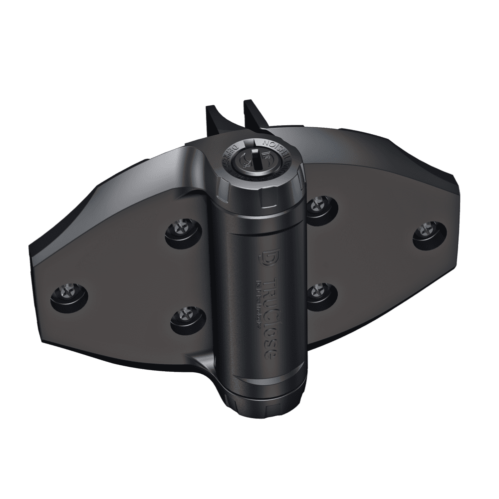D&D TruClose Self-Closing Gate Hinges For Round Posts - Fits 1 3/8" & 1 5/8" Gates, 2 Hinges Included