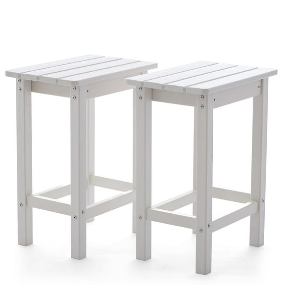 HDPE 2 Piece Outdoor Bar Height Stools, All-Weather Patio High Top Bar Stools, Outdoor Bar Chairs for Balcony, Backyard, Garden, Deck (White)