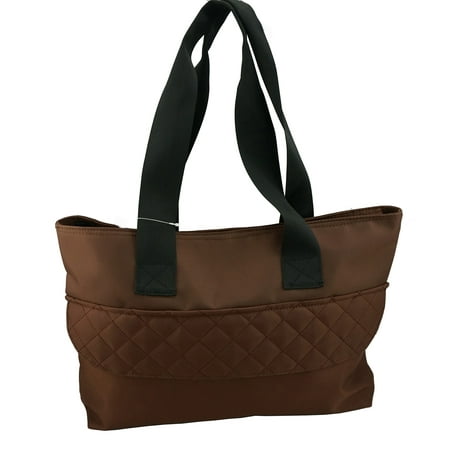 - Woman Tote Bag Large Microfiber Handbag Quilt Design Diaper Bag Messenger Shoulder Bag, Brown