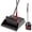 Black & Red, variant on JOYMOOP White Broom and Dustpan Set, Upright Angle Design with Built-in Comb Teeth for Kitchen, Office, Pet Hair, Hard Floors