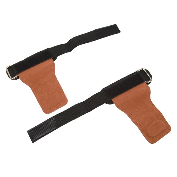 1 Pair Weight Lifting Grip Straps Double Cowskin Deadlifts Pull Up Lifting Gloves Accessories for Gymnastic Fitness Brown,GymCowhideWristStrapGlove,CowhideWeightLiftingGripsWristStraps
