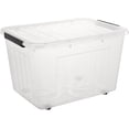thumbnail image 3 of Cetomo Bacs de Rangement en Plastique 60Qt*4, Boîte de Rangement Transparente avec Couvercle et Roues, Empilable, 60Quart, Ensemble de 4, 3 of 5