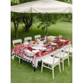 thumbnail image 3 of Outdoor Tablecloth with Umbrella Hole and Zipper, Red Valentine's Day Rectangle Table Cloth 52x70 Inch Waterproof Tablecloth, Roses Love Heart Romantic Gnomes Wooden Picnic Table Cover for Patio, 3 of 7