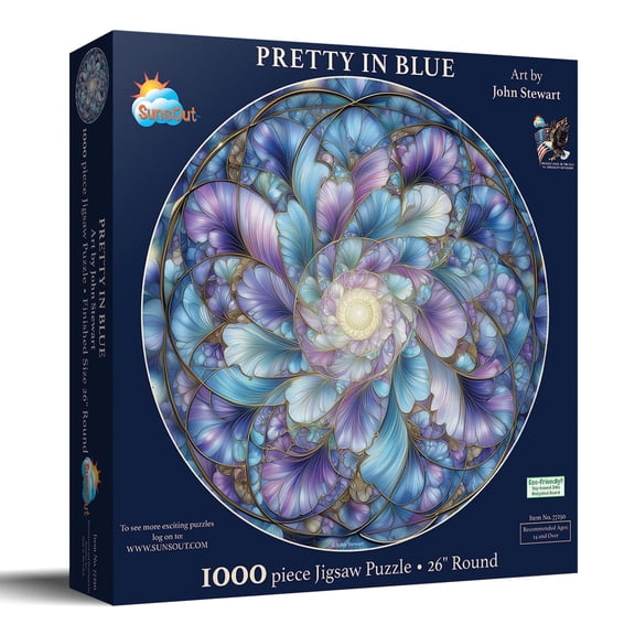 Sunsout Pretty in Blue 1000 Piece Jigsaw Puzzle for Adults - Finished Size: 26" round by Artist: John Stewart
