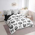 thumbnail image 3 of jejeloiu Kawaii Bowtie Ribbon 7-Piece Bedding Comforter Set,Gray White King Bedding Sets For Girls Teens Reversible, 3 of 8