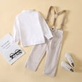 thumbnail image 4 of Hotiary Toddler Children Boys Gentleman Button Down Long Sleeved and Light Khaki Suspenders Pants Two-Piece Set 1-7T, 4 of 9