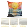 thumbnail image 4 of Creowell Pillowcase Abstract Beach Watercolor Sunset Beach Picture Prints Ocean Scenery Paintings Plush Pillowcase (Universal 1) White, 4 of 5