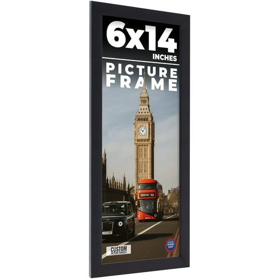 6x14 Frame Black Real Wood Picture Frame Width 0.75 inches | Interior Frame Depth 0.5 inches | Noir