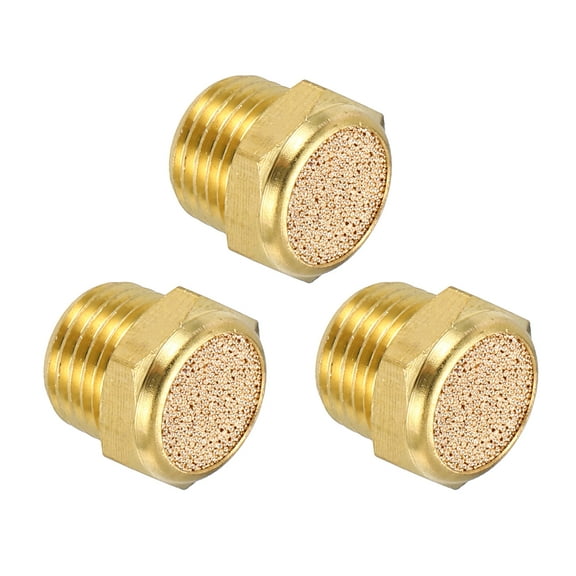 3 pcs Pneumatic Exhaust Muffler, 1/4" NPT Male Sintered Bronze Muffler