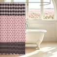 thumbnail image 3 of Manfei Vintage Grid Shower Curtain 72Wx84L,Kawaii Polka Dot Bathroom Shower Curtain,Pink Black, 3 of 5