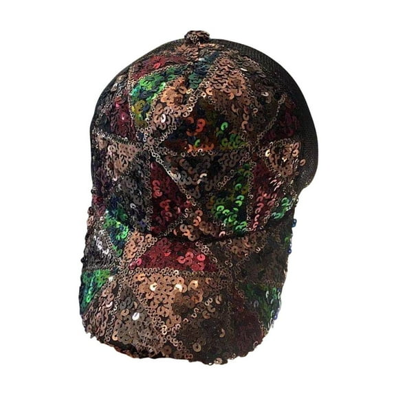 Glitter Sequin Baseball Cap for Women, Adjustable Mesh Back Ponytail Hat with Bling Rhinestones, Breathable Sun Hat for Outdoor Sports Travel Party