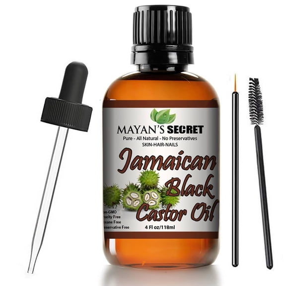 Mayan's Secret Organic Jamaican Black Castor Oil 4 fl oz for Hair, Scalp, Skin and Eyebrow Care