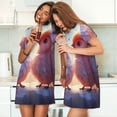 thumbnail image 4 of Disketp Heart Sky Bird Couple para Camisón Corto de Manga Corta para Mujeres, Camisón Cómodo con Escote Redondo, Bonito y Confortable, 4 of 6