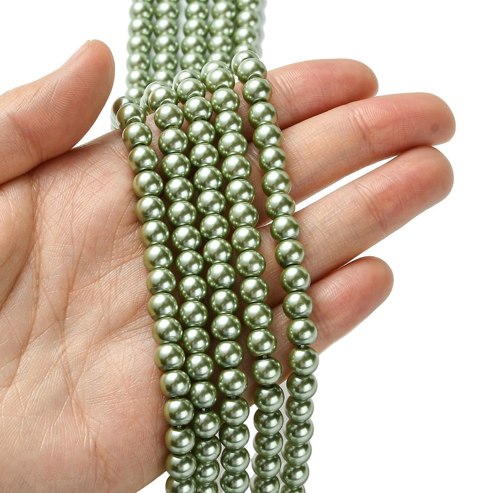 Eco-Friendly Dyed Glass Pearl Beads Strands Grade A Round Cotton Cord Threaded Dark Sea Green 6mm Hole: 1.2~1.5mm 70pcs/strand 15.7 inch