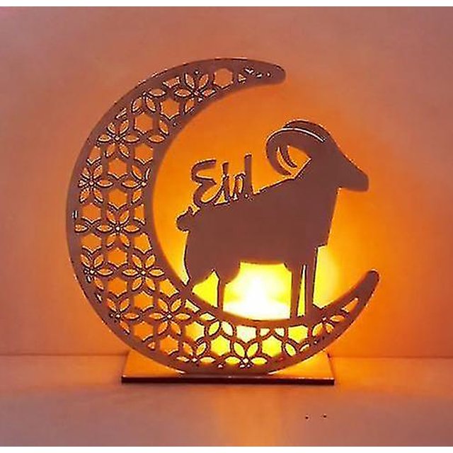 Ramadán Diy Luna De Madera Luz Led