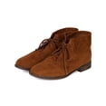 thumbnail image 5 of Women Suede Round Toe Lace Up Oxford Folded Cuff Ankle Bootie BE85, 5 of 5