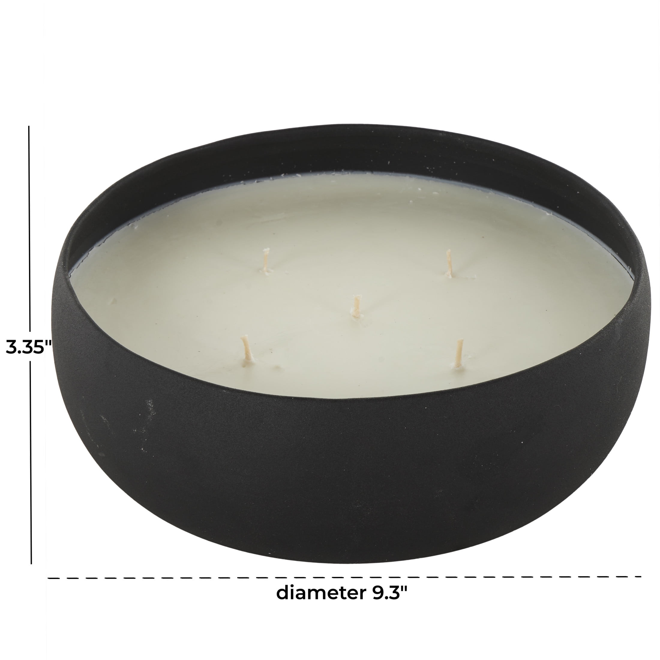 DecMode Black Metal Eucalyptus Spa Scented Textured 63oz 5 Wick Candle with White Wax