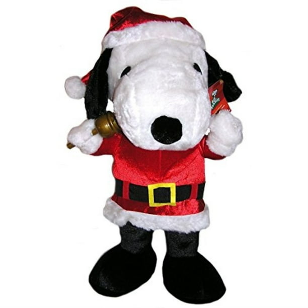 peanuts large 24" plush snoopy christmas holiday greeter doll in santa