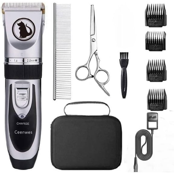 Professional Cordless Pet Grooming Clippers - Rechargeable Kit for Dogs Cats Horses with Comb Guides