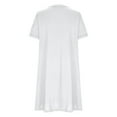 thumbnail image 7 of Wycnly Womens Dresses Casual Pocket Loose Comfy Breathable Swing Tunic Tshirt Short Dresses Summer Solid V-Neck Short Sleeve Formal Mini Dress White s, 7 of 7