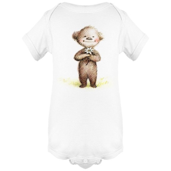 Happy Bear With Daisy Pencil Bodysuit Infant -Image by Shutterstock, Newborn