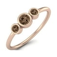 thumbnail image 2 of Tiny Three Stone 3mm Round Smoky Quartz 925 Sterling Silver Rose Vermeil Stackable Valentines Day Gifts Ring, 2 of 3
