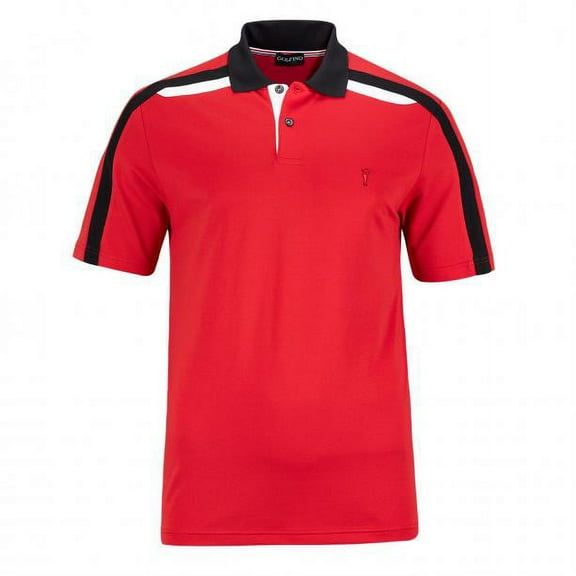 Golfino RED PERFORMANCE CONTRAST POLO Extra dry men's short sleeve golf piqué polo in Pro look with contrasting colours size 40 (medium large)