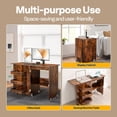 thumbnail image 6 of SPECSTAR Folding Sewing Craft Table, Rolling Sewing Machine Desk with Storage Shelves, Sewing Cabinet with Lift for Small Spaces, Rustic Brown, 6 of 7