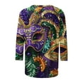 thumbnail image 5 of AGWOLF Mardi Gras Shirts for Women Fancy Mask Printed Crewneck Tops 3/4 Sleeve Carnival Outfit Fat Tuesday Party Blouses, 5 of 5