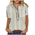 thumbnail image 2 of Fesfesfes Women Shirts Women Summer Casual Short Sleeve T-Shirt Button Round Neck Pullover Blouse Tops Short Sleeve Tops for Women M(US:6), 2 of 5