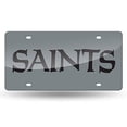 thumbnail image 1 of Placa de matrícula de metal láser en relieve de los New Orleans Saints de la NFL de Rico Industries, plateada, 6 x 12", 1 of 3