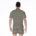 thumbnail image 2 of Tan And Black Houndstooth Pattern Short Sleeve Men'S Rompers Casual Summer Jumpsuits Outfit, 2 of 4