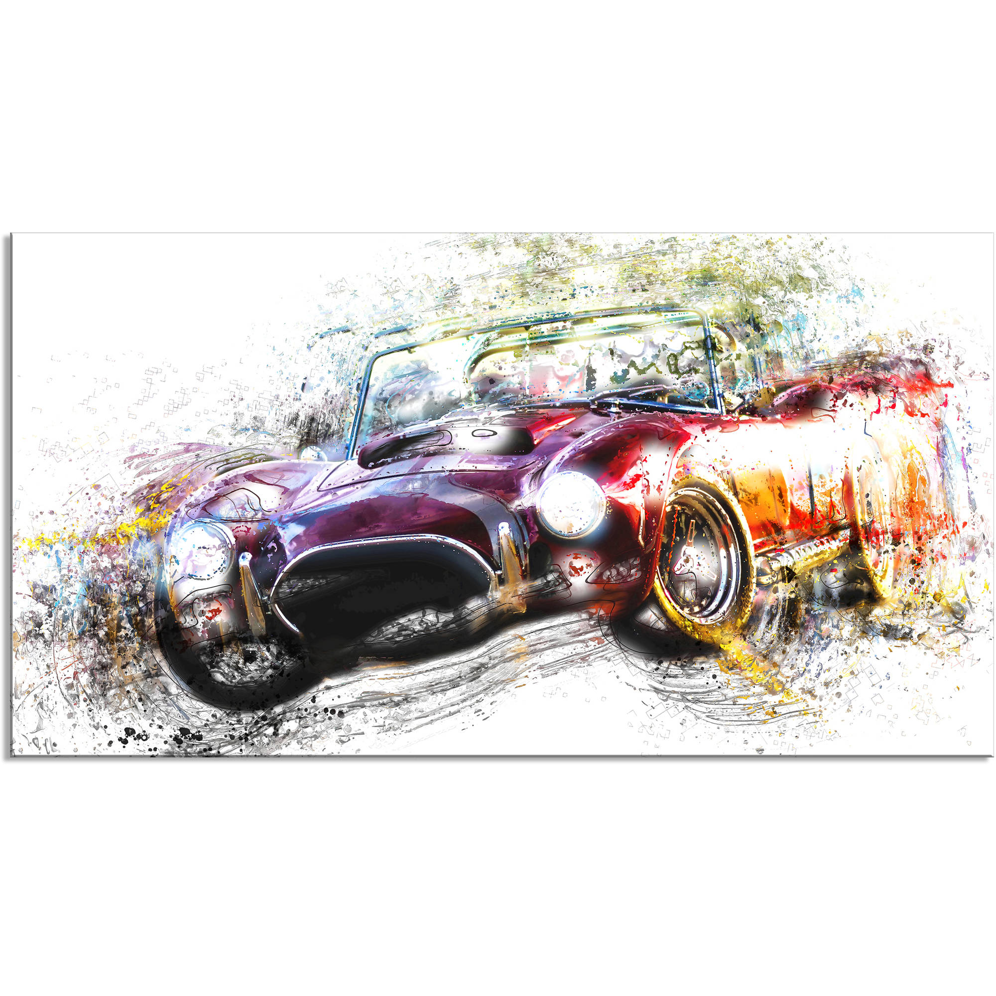 DESIGN ART  "Colorful Abstract Convertible Car" Canvas Art Print