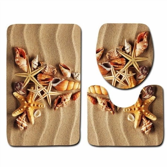 3Pcs/set Bathroom Mat Set Anti-Slip Kitchen Bath Mat Carpet kitchen bath mat set Bathroom Toliet Rug Washable Beach Style