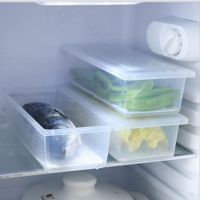 Poeland Refrigerator Organizer Box, Fridge Side Door Storage Containers  Plastic Translucent Pack of 3
